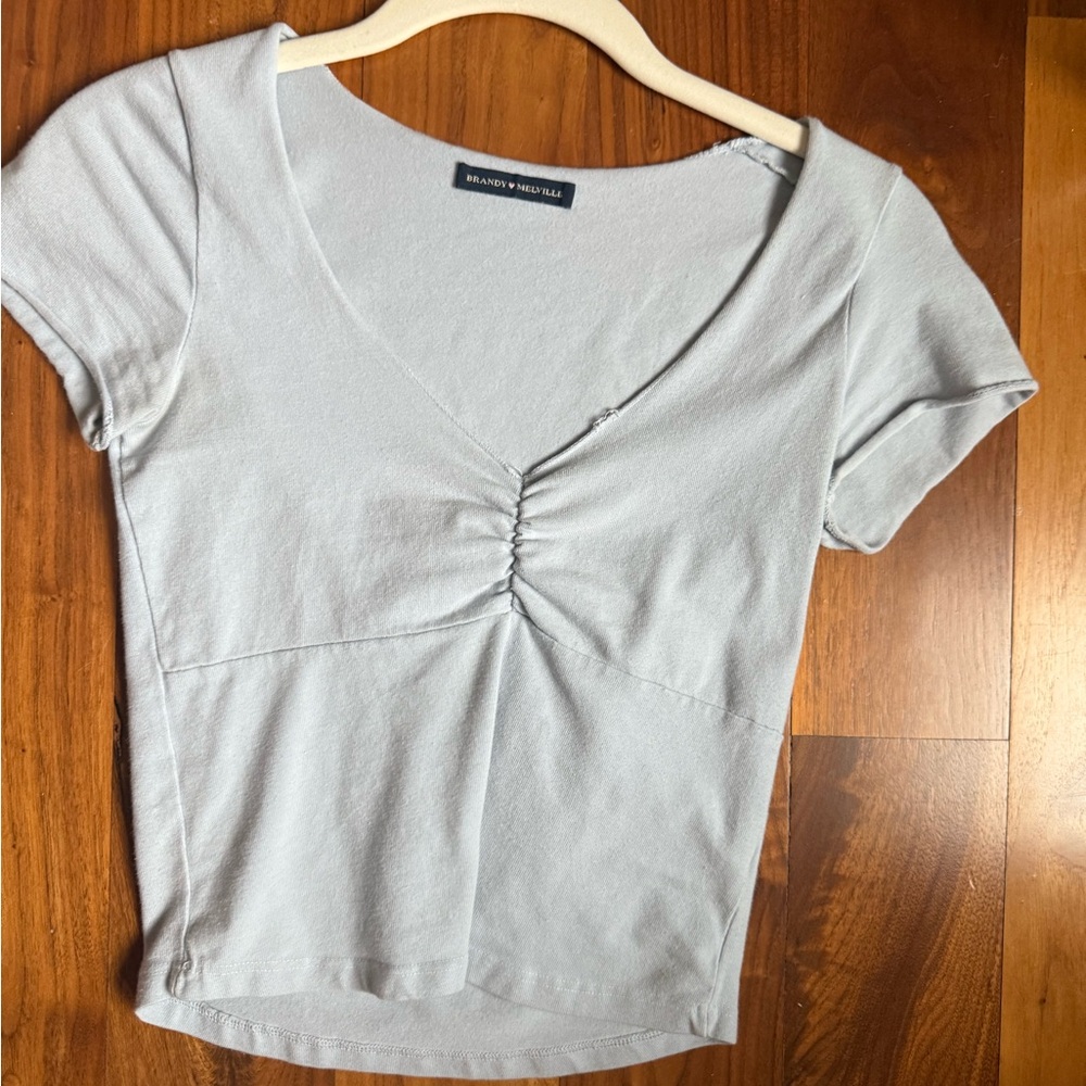 Brandy Melville Light blue V-Neck Tee